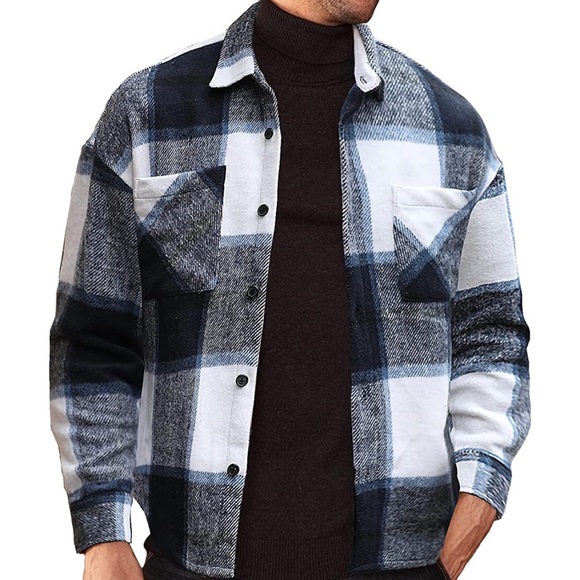 BRAND NEW MENS TRENDY PLAID FLANNEL SHIRT NWT (FALL FASHION) - Picture 1 of 5